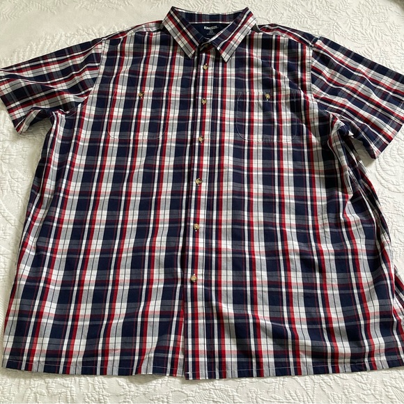 King Size Men’s short sleeve plaid button down skirt 3XL Big - Picture 1 of 9
